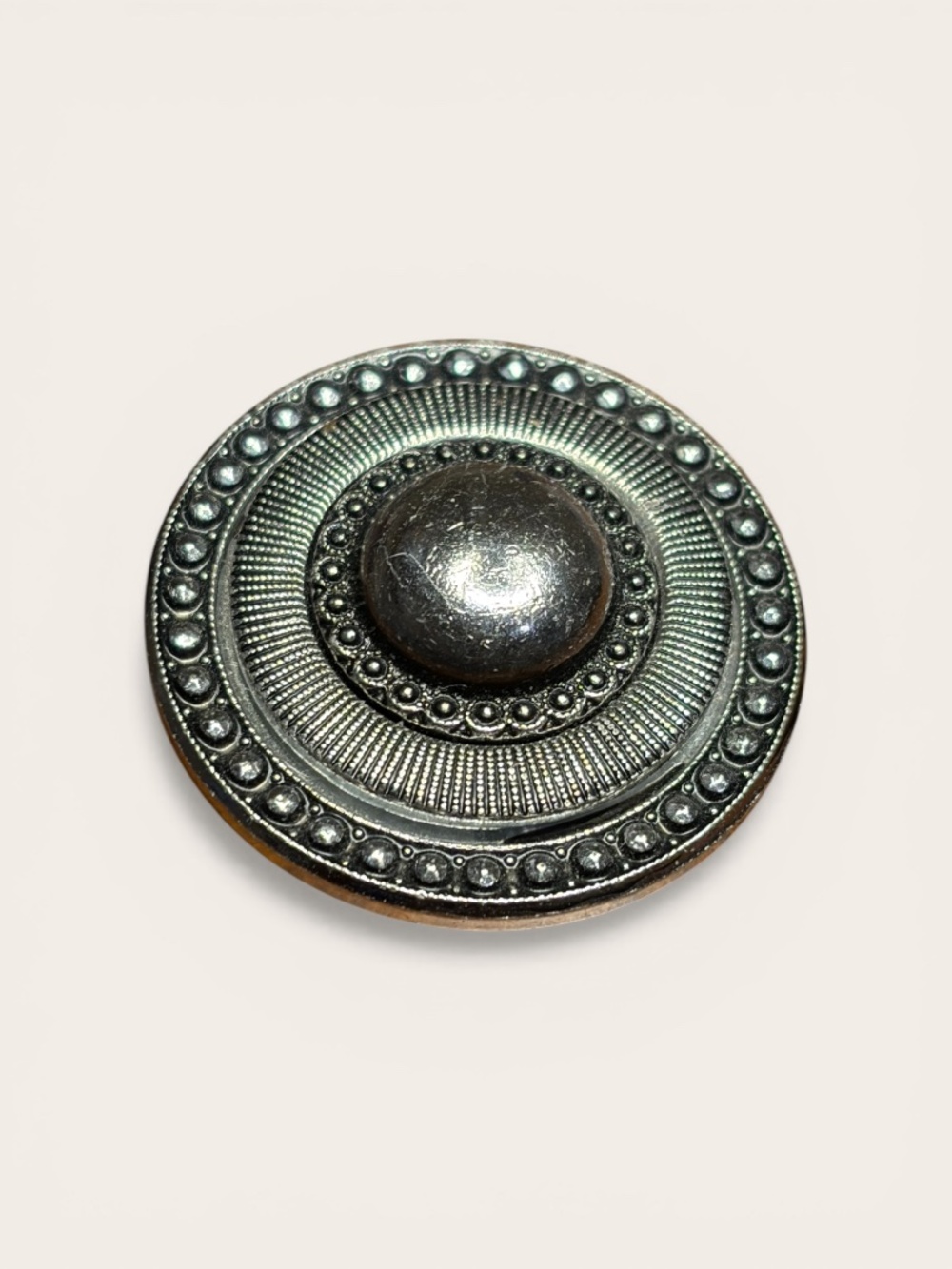 Vintage Round Silver-tone Scarf Clip Signed Western Germany 1.5” diameter